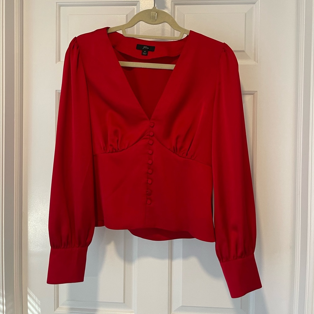 J. Crew Red Blouse with Buttons | Size 4